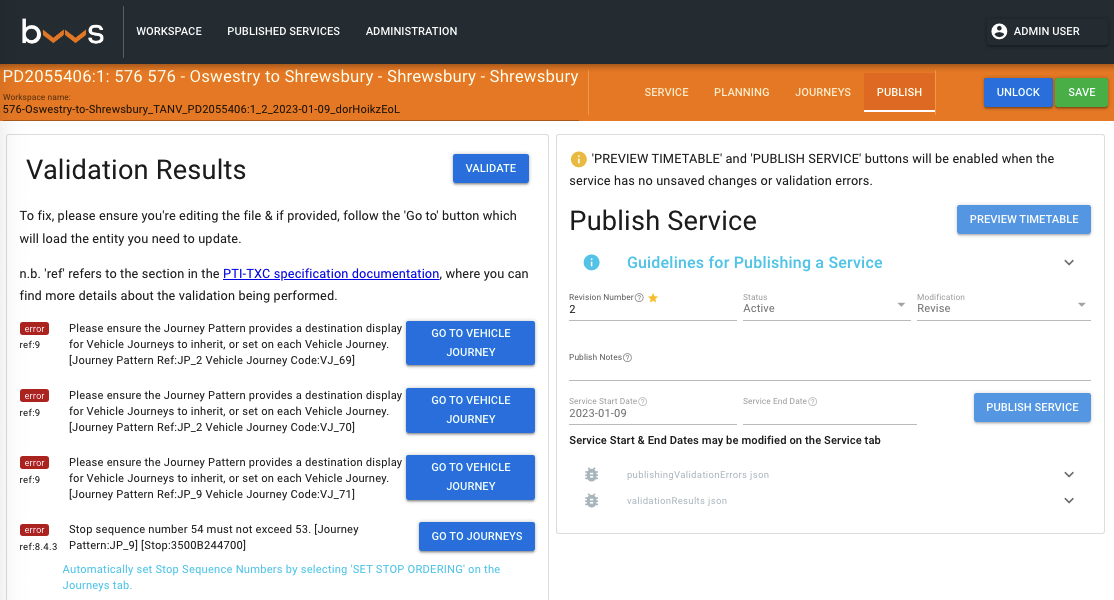 Bws PTI Validation feedback