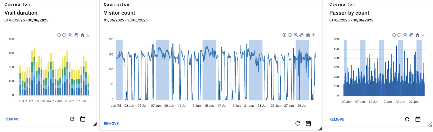 Passer by & visit duration graphs